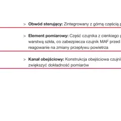 Schemat przepływomierza powietrza. Uszkodzony przepływomierz objawy mogą wynikać z problemów z elementem pomiarowym lub kanałem obejściowym.