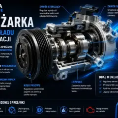 Objawy uszkodzonej sprężarki klimatyzacji: słabe chłodzenie, głośna praca, wycieki oleju. Schemat sprężarki klimatyzacji.