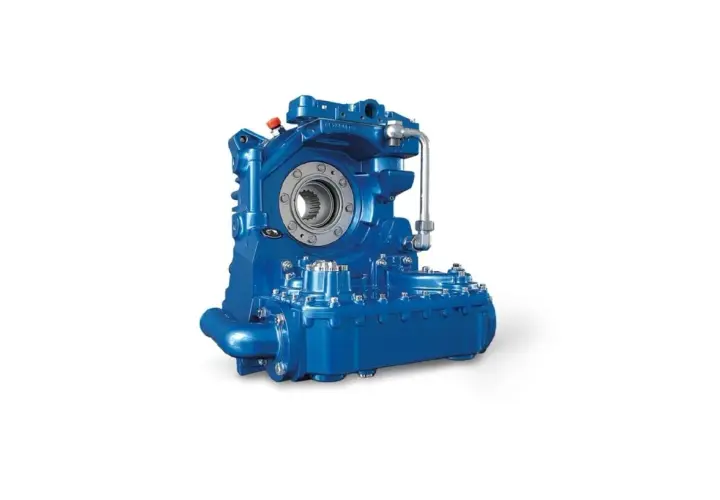 Niebieski zwalniacz (retarder) z elementami hydraulicznymi, gotowy do montażu w pojeździe.