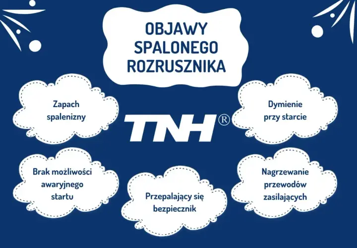 Objawy spalonego rozrusznika: zapach spalenizny, dymienie, brak możliwości awaryjnego startu, przepalający się bezpiecznik, nagrzewanie przewodów.