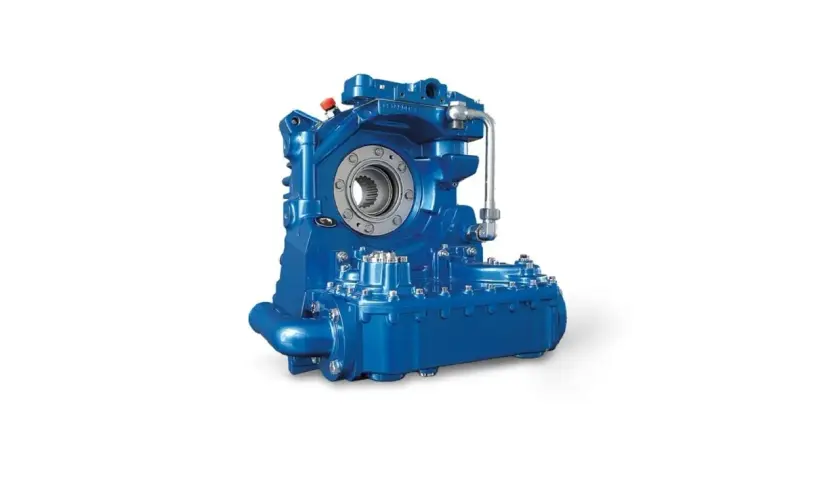 Niebieski zwalniacz (retarder) z elementami hydraulicznymi, gotowy do montażu w pojeździe.