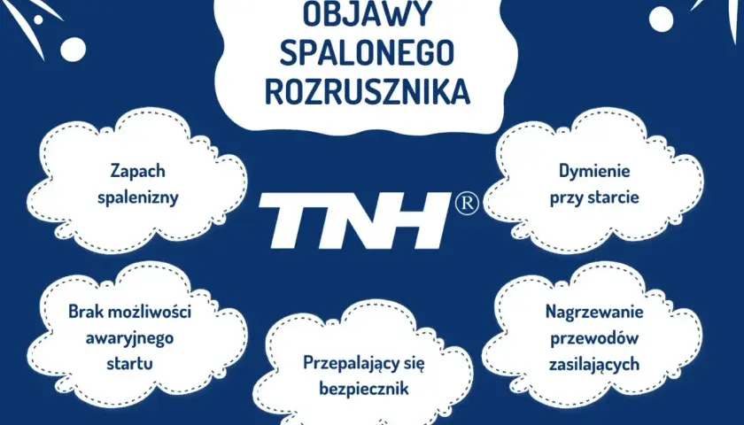 Objawy spalonego rozrusznika: zapach spalenizny, dymienie, brak możliwości awaryjnego startu, przepalający się bezpiecznik, nagrzewanie przewodów.