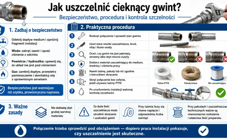 Jak uszczelnić cieknący gwint bez rozkręcania?