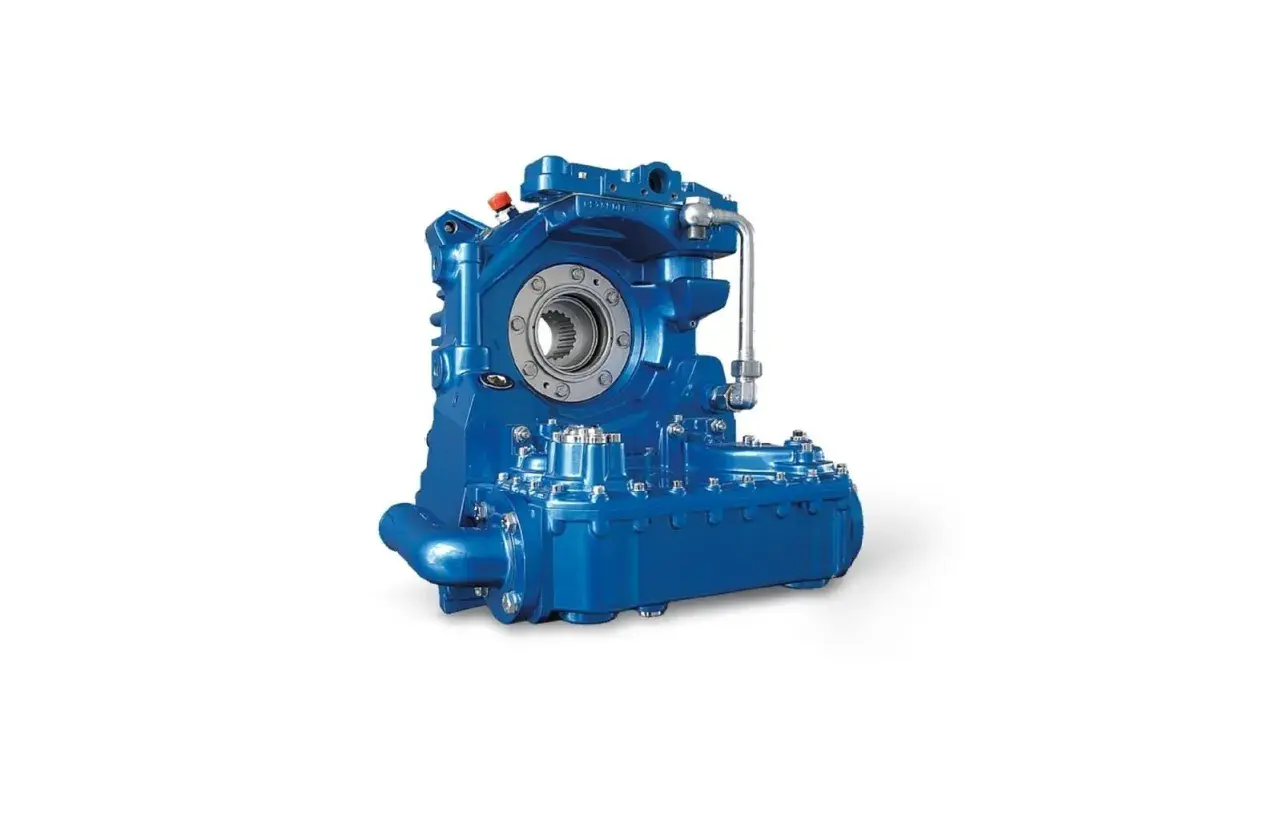 Niebieski zwalniacz (retarder) z elementami hydraulicznymi, gotowy do montażu w pojeździe.