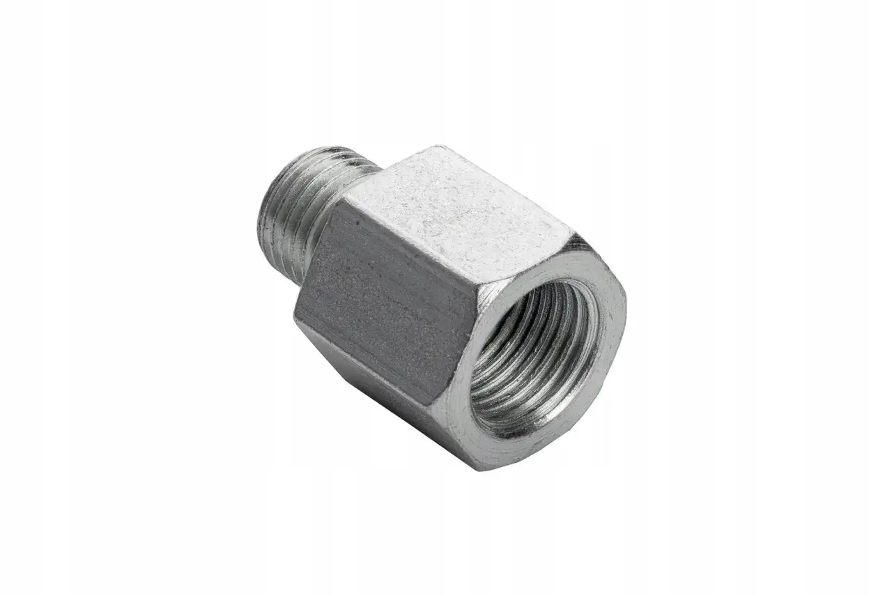 Metalowy adapter z gwintem zewnętrznym i wewnętrznym, idealny do połączeń z gwintem m10x1.