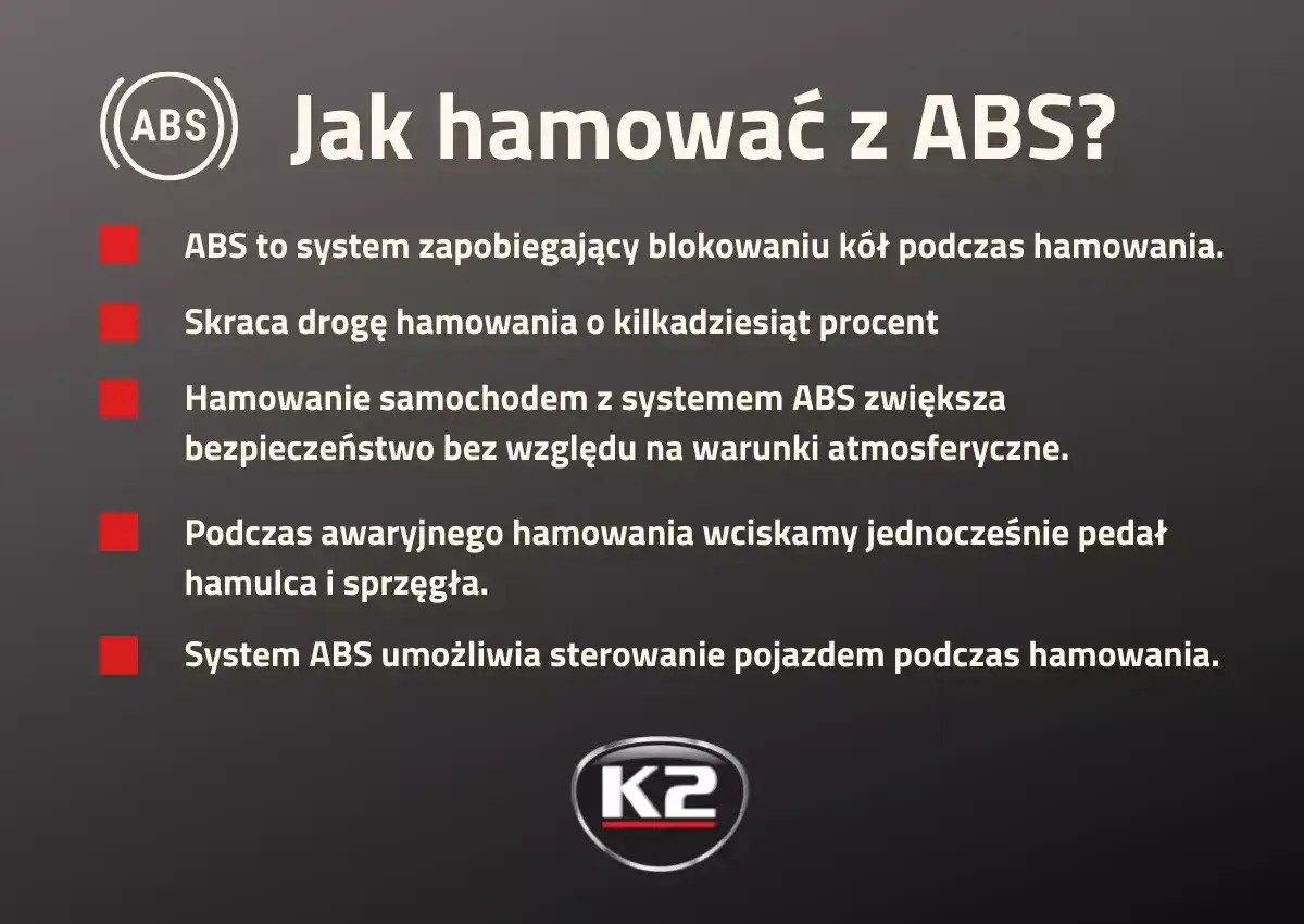 Jak hamować z ABS? To system zapobiegający blokowaniu kół, skracający drogę hamowania i zwiększający bezpieczeństwo.